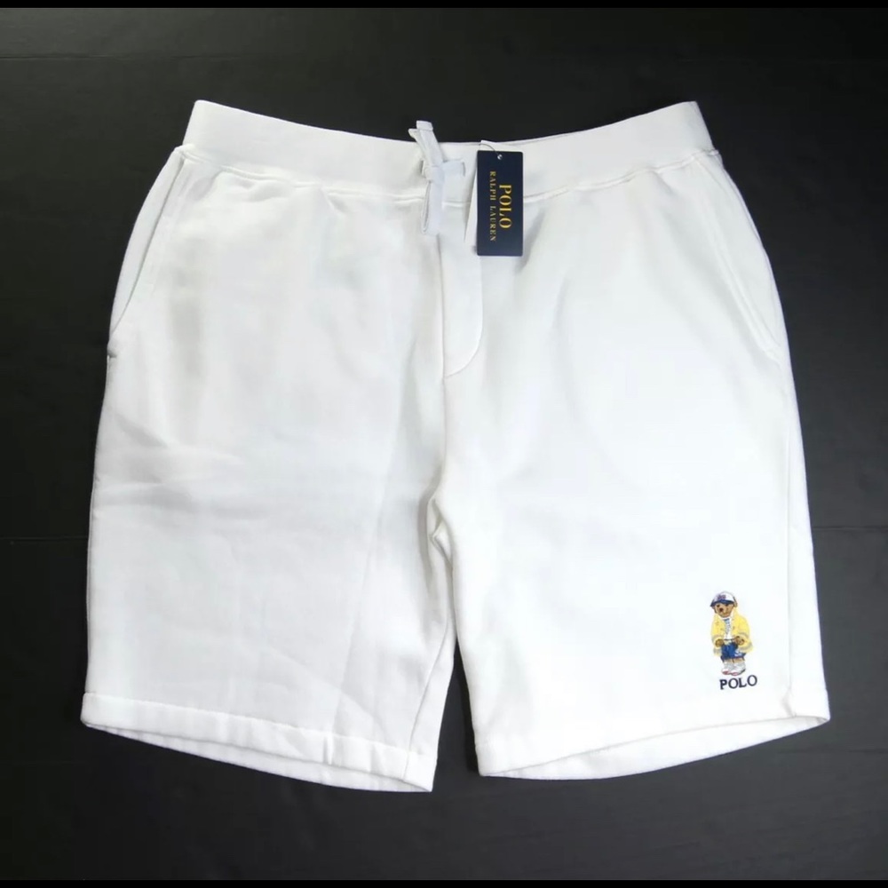 New Medium Polo Ralph Lauren Polo Bear White Shorts - Picture 1 of 6